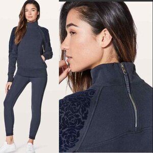 Women's Lululemon Athletica Floral Flock Pullover Sweater With Back Zipper